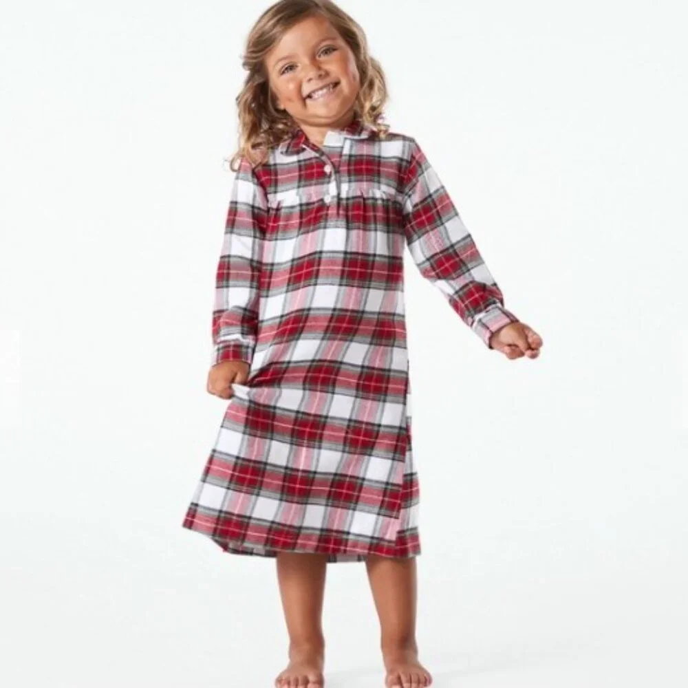 Pottery Barn Kids Red Plaid Flannel Nightgown Size 3T